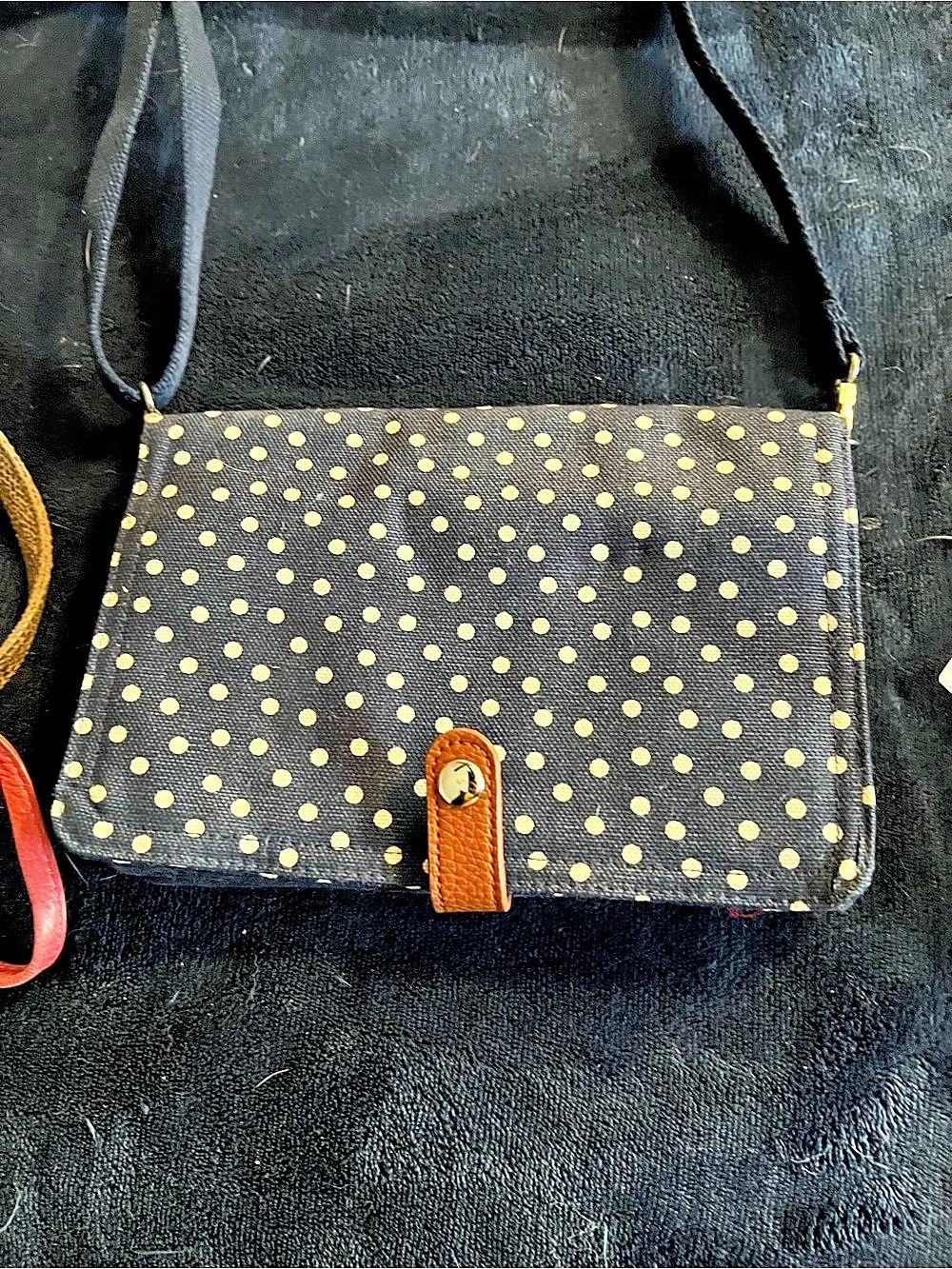 Thirty-One Organizing Shoulder Bag Polka Dot Crossbody in Black & Yellow
